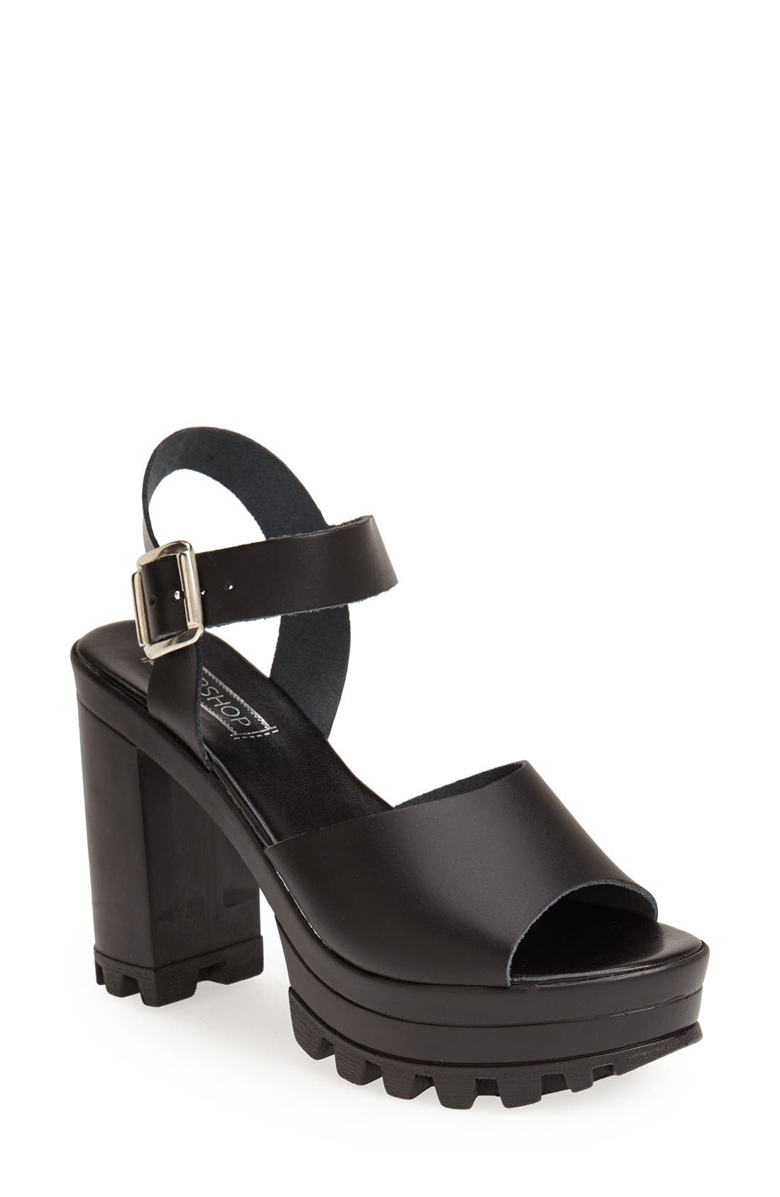 'Lena' Chunky Sole Platform Sandal, Main, color, BLACK