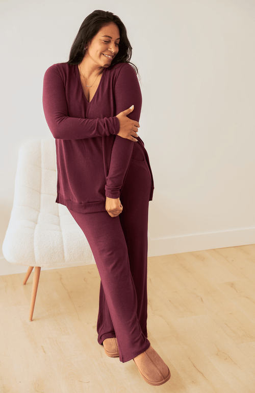 Kindred Bravely Cozyknit Wide Leg Lounge Pant In Purple