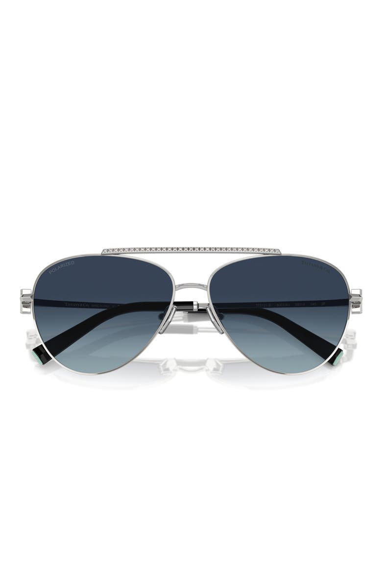 59mm Gradient Polarized Pilot Sunglasses, Alternate, color, SILVER