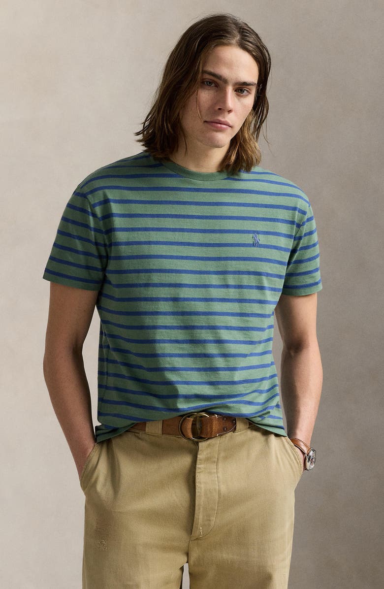 Polo Ralph Lauren Classic Fit Stripe Cotton T-Shirt, Alternate, color, Fatigue/ Old Royal