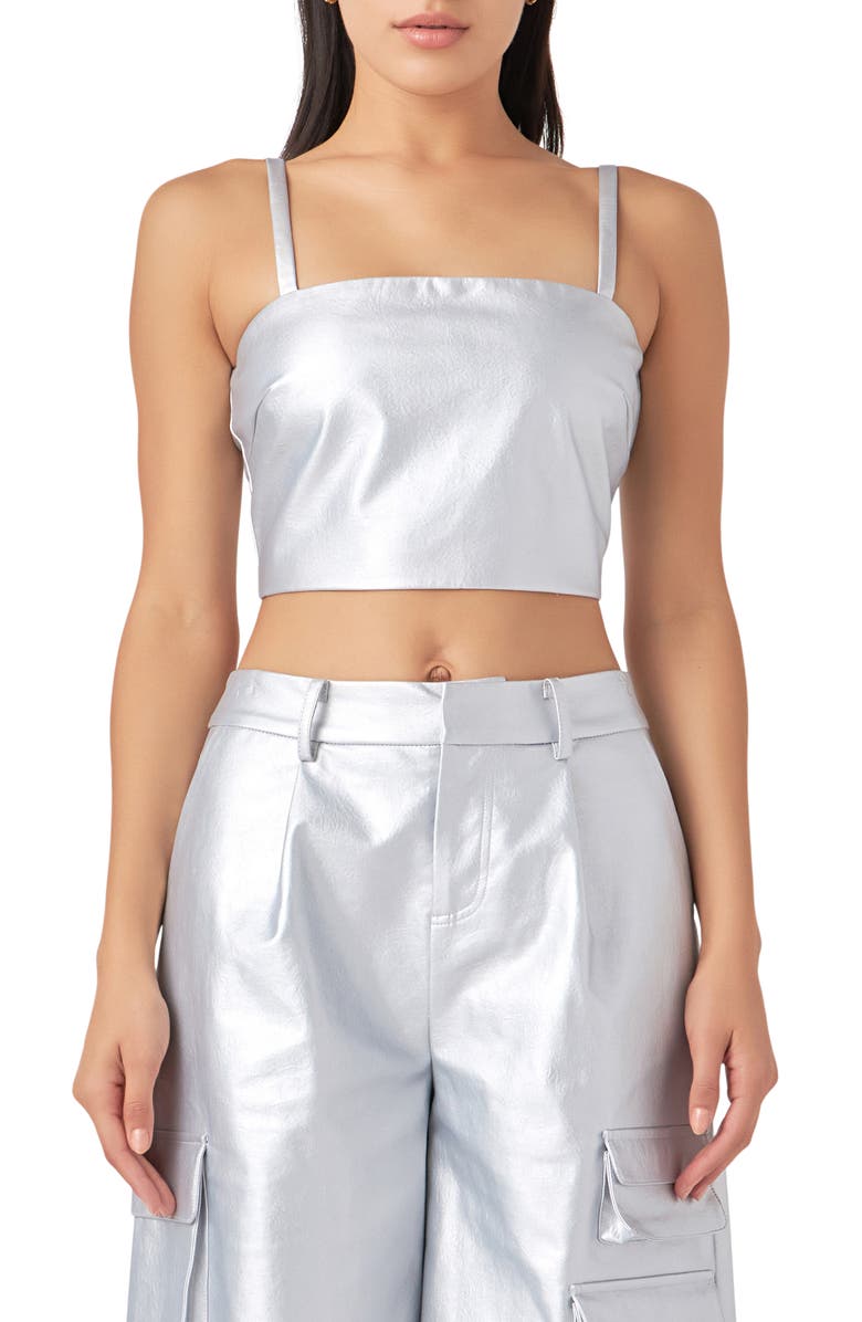 Grey Lab Cutout Crop Tank, Main, color, Silver