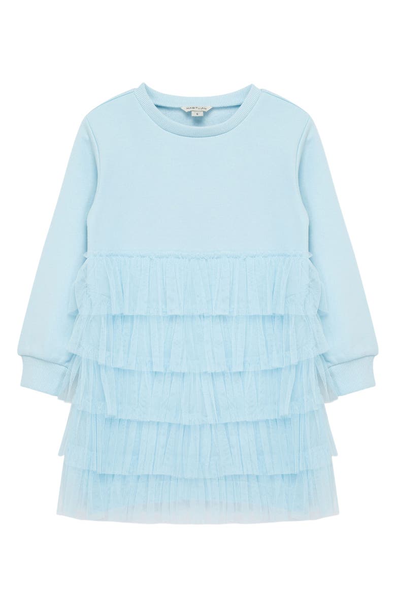 Habitual Kids Kids' Ruffle Sweatshirt Dress, Main, color, Light Blue