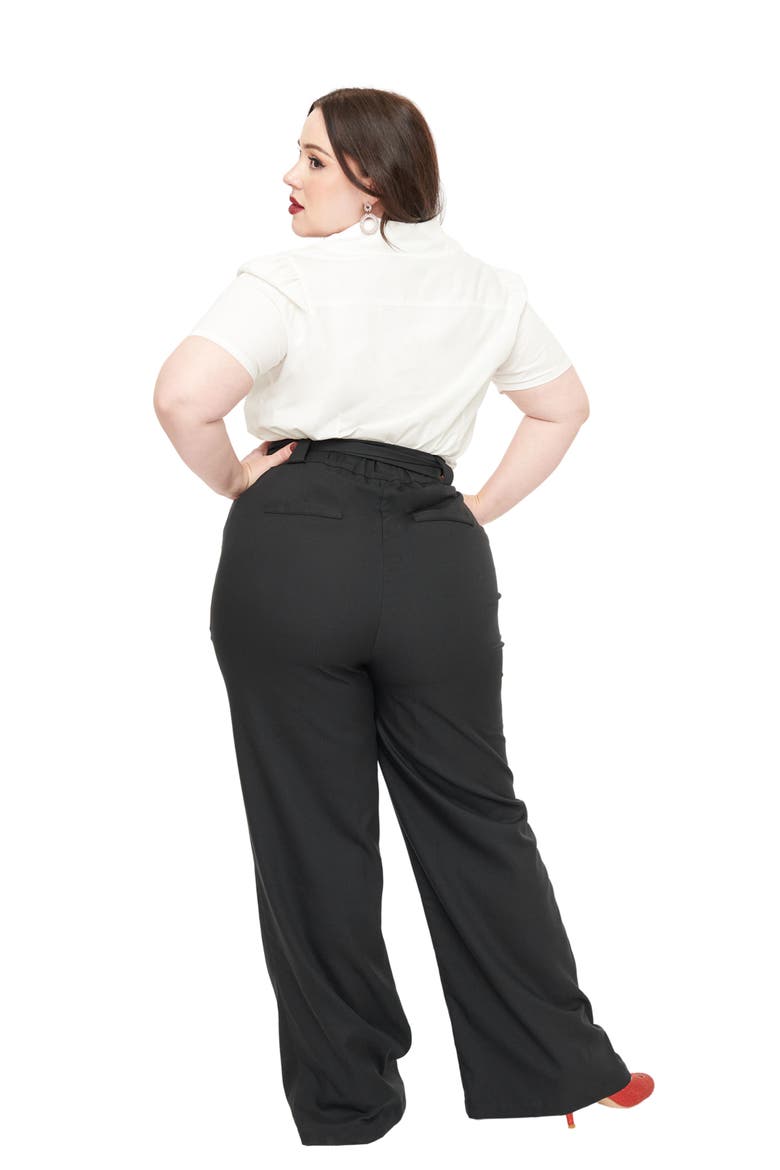 Plus Size 1950s Wide Leg Trousers, Alternate, color, Black