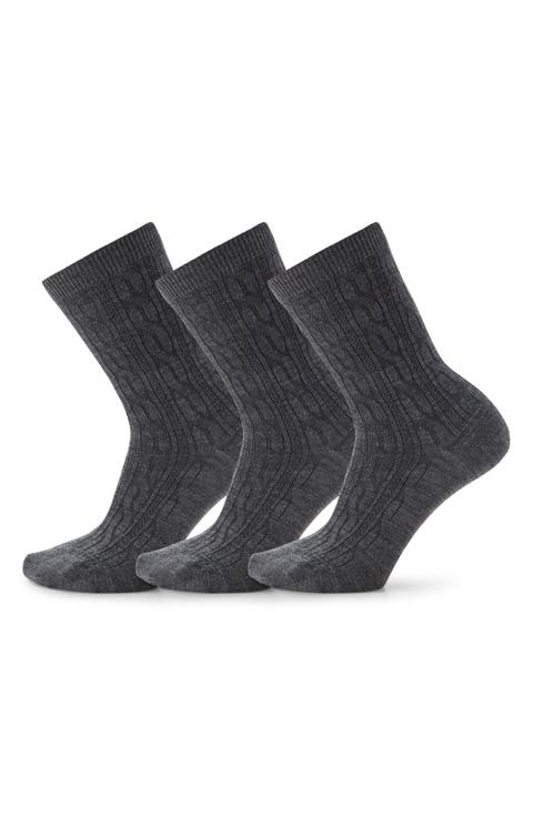 Everyday 3-Pack Wool Blend Cable Crew Socks