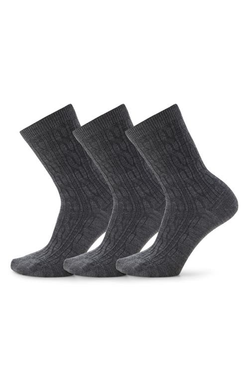 Smartwool Everyday 3-pack Wool Blend Cable Crew Socks In Medium Gray