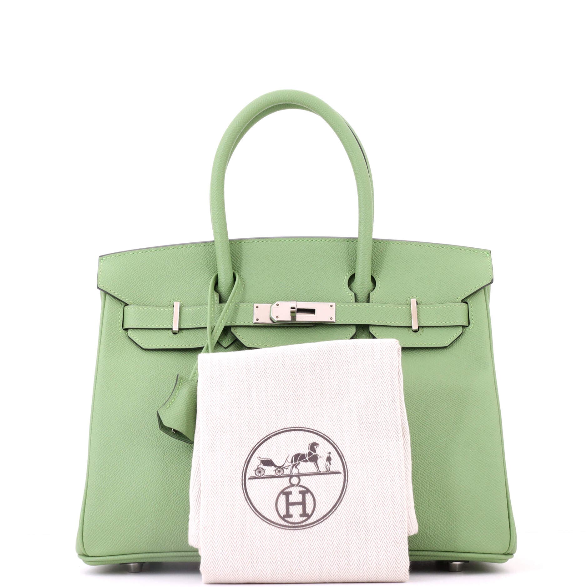 Birkin Handbag Green Epsom with Palladium Hardware 30, Alternate, color, Green