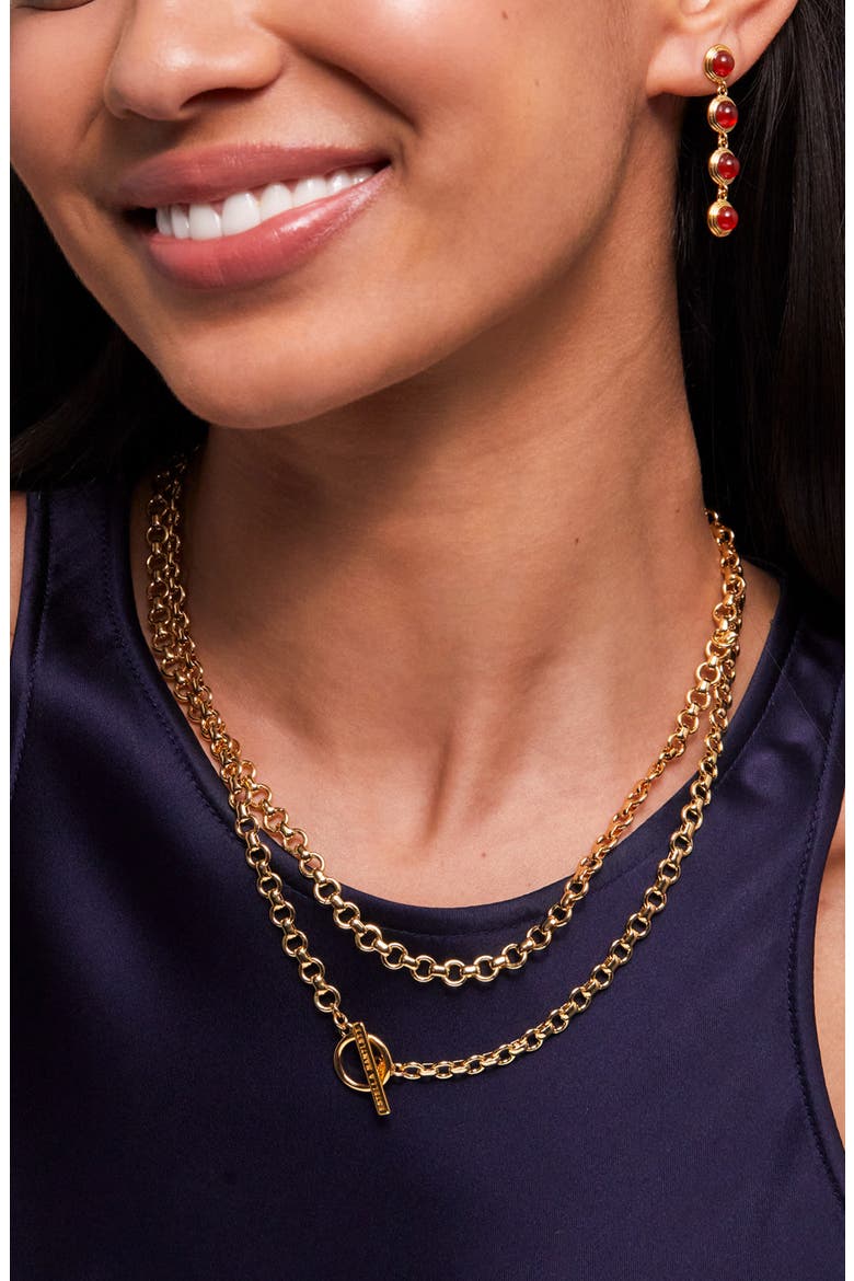 Chunky Double Chain Toggle Necklace, Alternate, color, GOLD