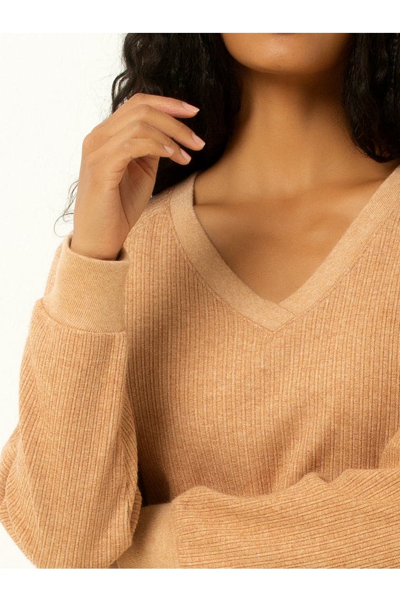 Classic Ribbed V-Neck Sweater, Alternate, color, Macaroon