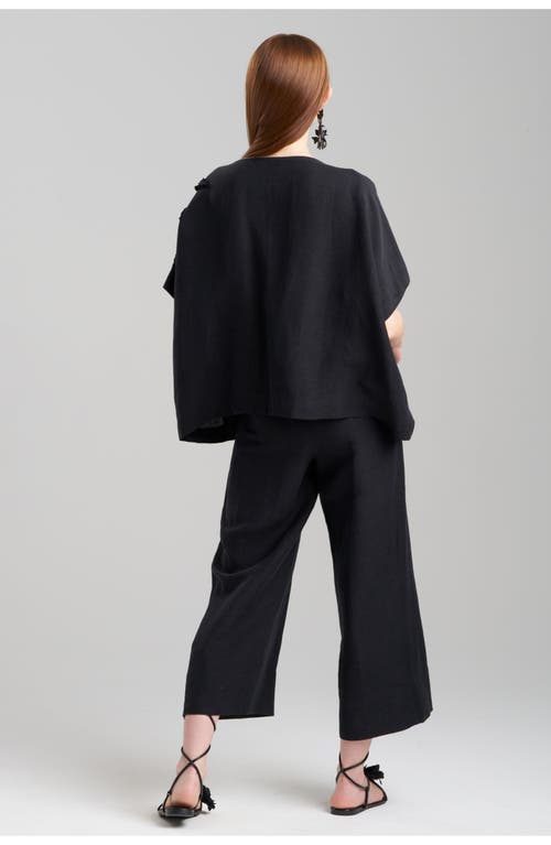 Natori Embroidered Linen Caftan Top