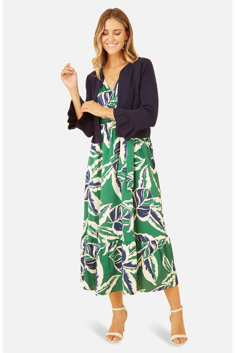 Bell Sleeves Cropped Cardigan, Alternate, color, Navy