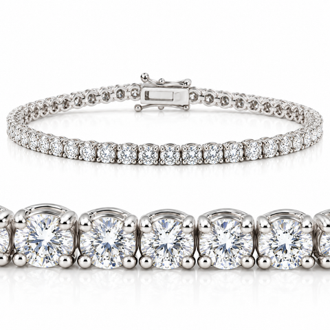 7 Carat Round Lab Grown Diamond Tennis Bracelet 14K Gold 7"