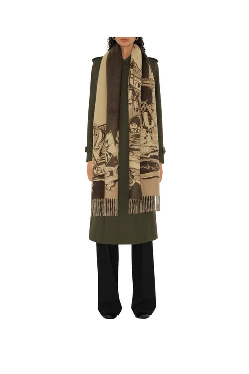 Burberry Tower Bridge Cashmere Scarf In Sand