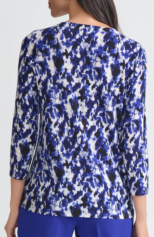 Kasper Pleated Three-quarter Sleeve Top In Blue