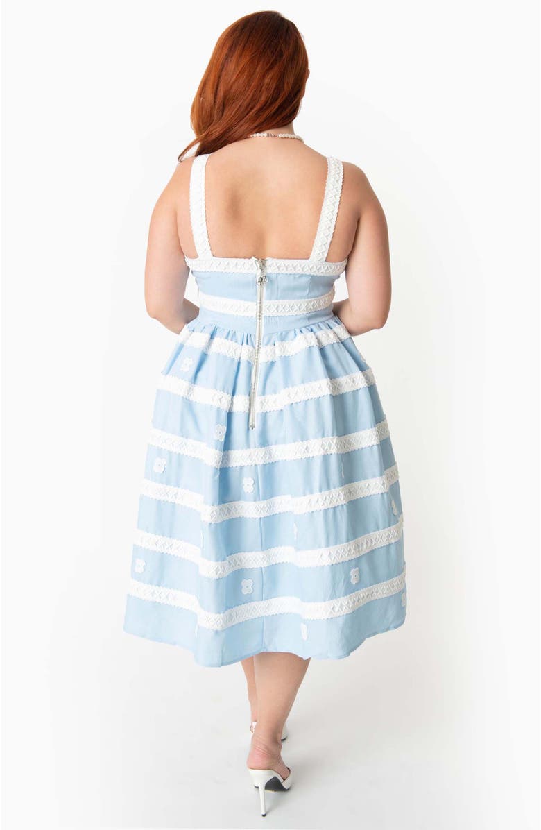 Unique Vintage Plus Size 1960s Swing Sundress, Alternate, color, Light Blue/White Stripes