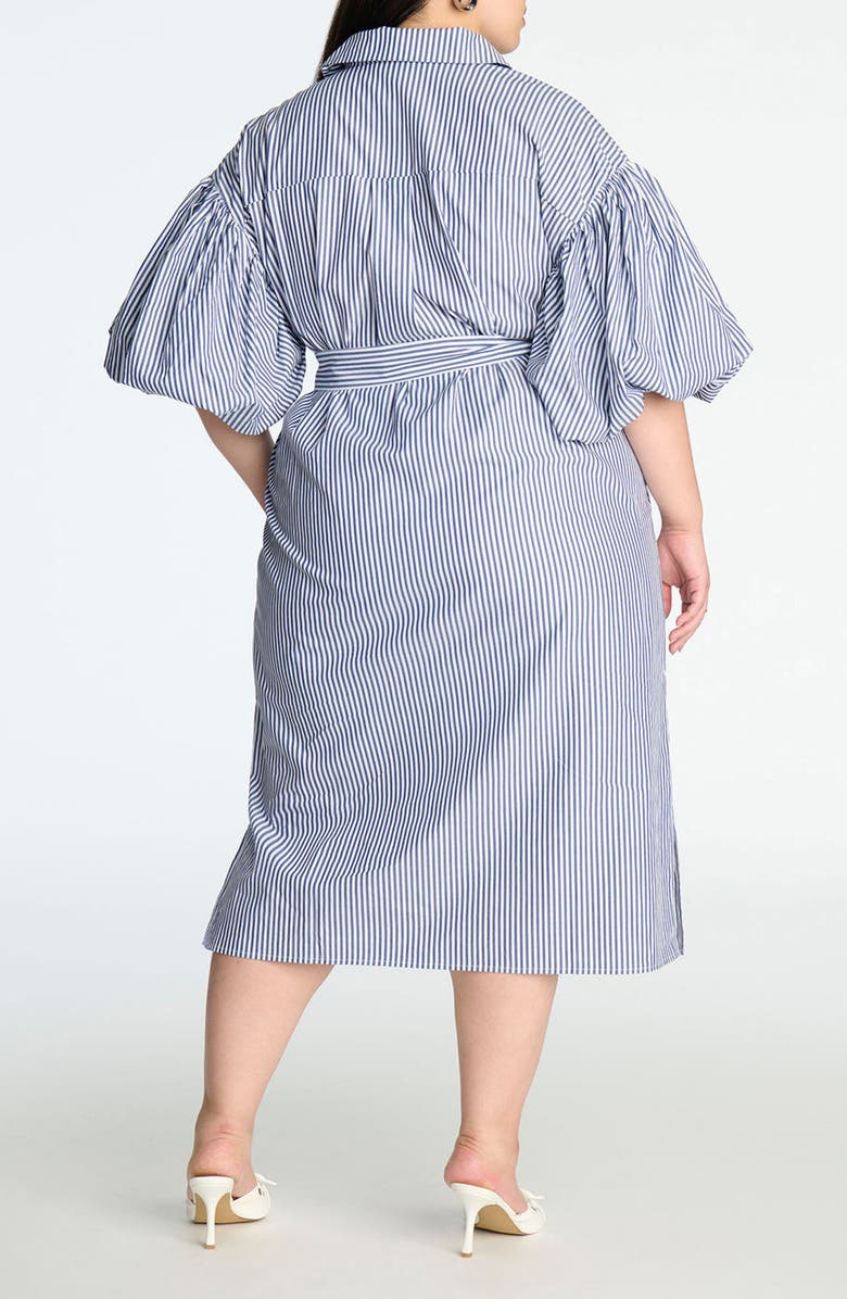 ELOQUII Stripe Balloon Sleeve Shirtdress, Alternate, color, 