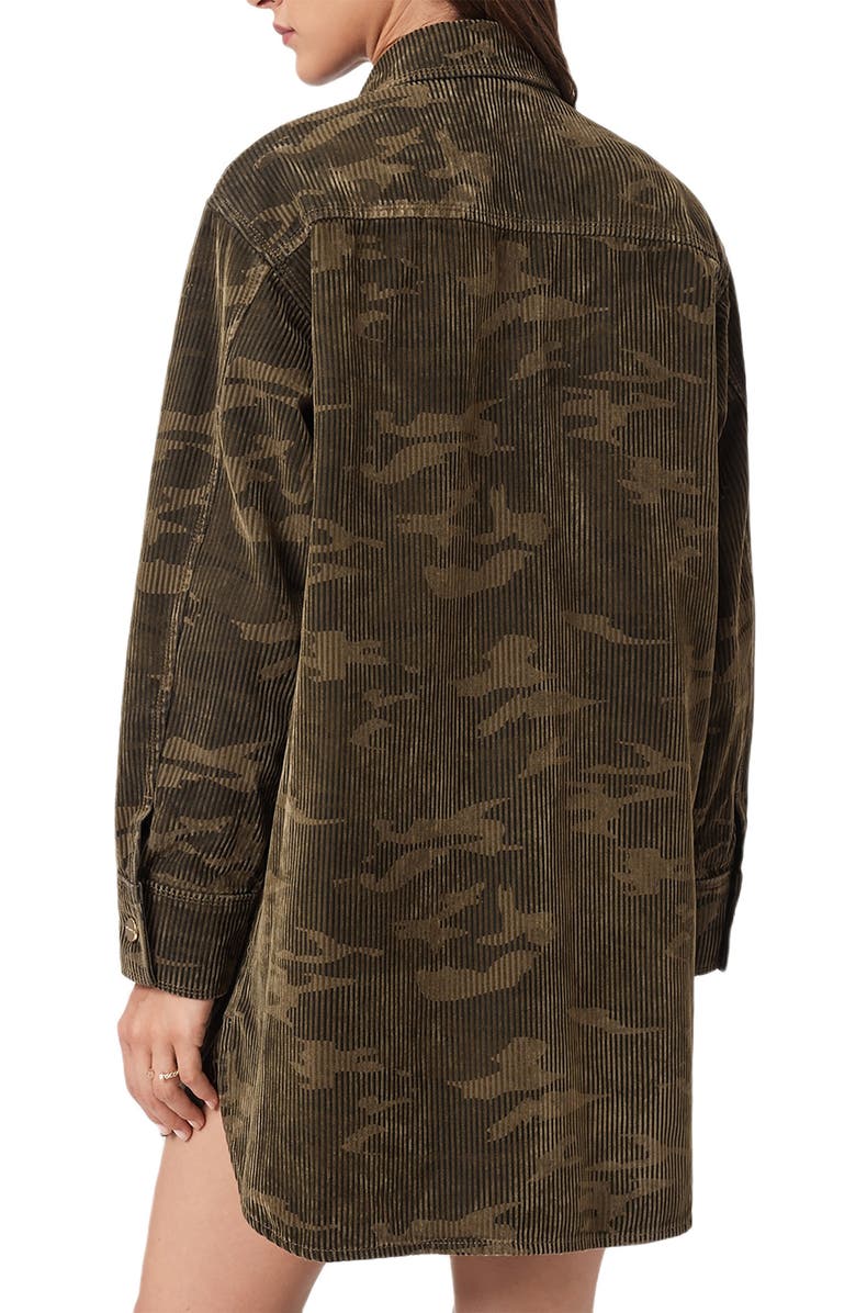 AllSaints Faye Flocked Shirtdress, Alternate, color, Camo Green