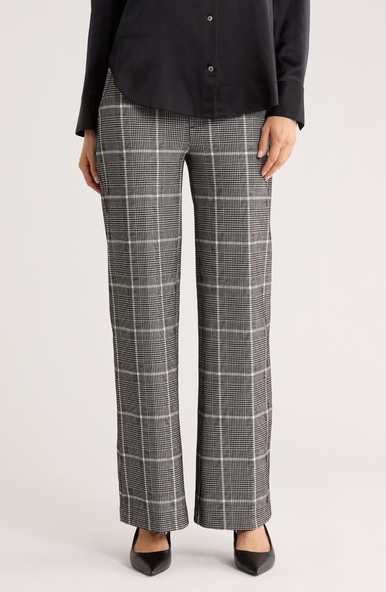 ELIE ELIE TAHARI Wide Leg Trousers, Main, color, Black/ White Plaid
