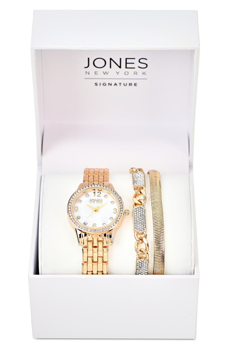 I TOUCH Crystal Chain Bracelets & Mother-of-Pearl Bracelet Watch, 30mm, Alternate, color, Gold