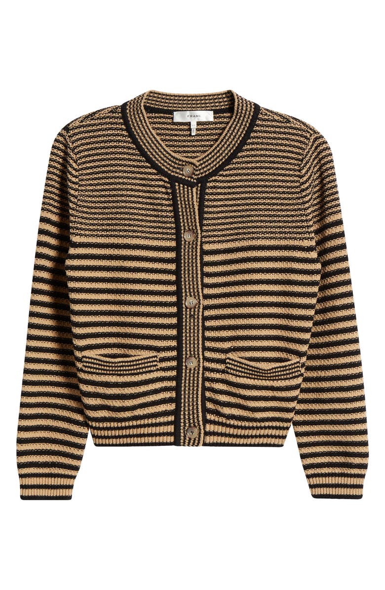 FRAME Stripe Cardigan Sweater, Alternate, color, Tan Multi