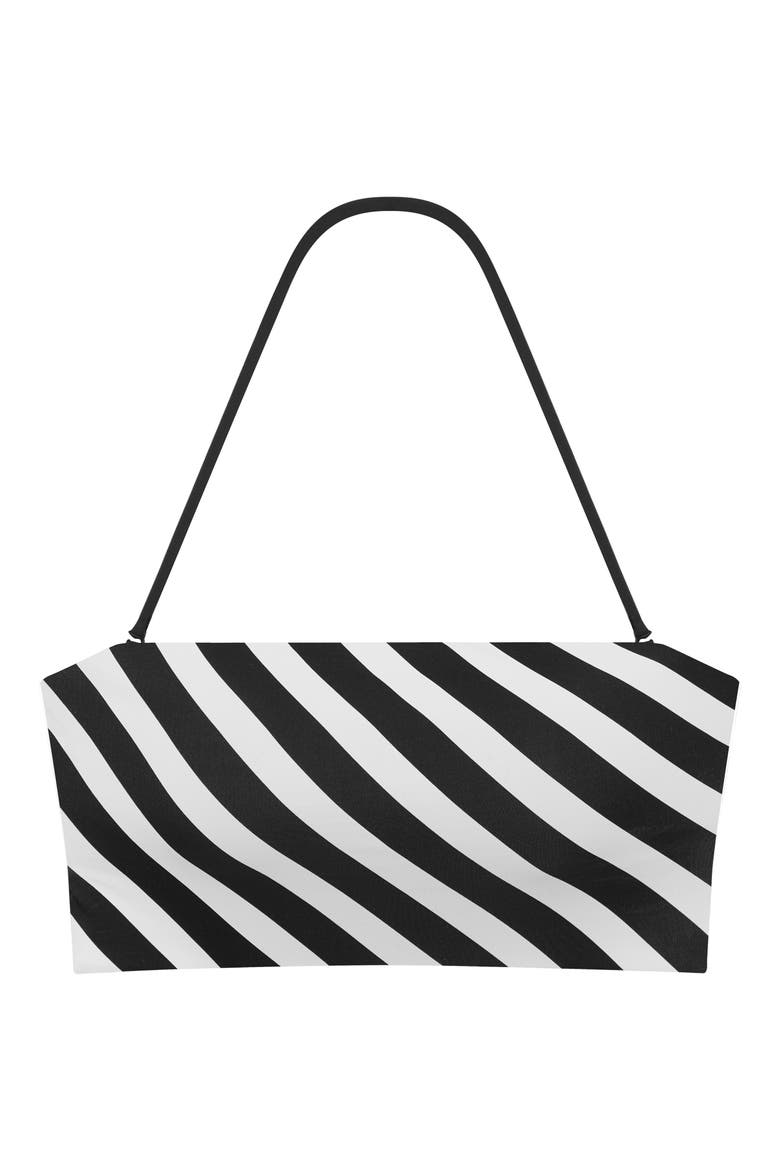 Stripe Longline Bandeau Bikini Top, Alternate, color, BLACK/WHITE