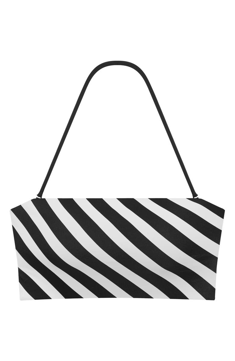 Lauren Ralph Lauren Stripe Longline Bandeau Bikini Top, Alternate, color, Black/White