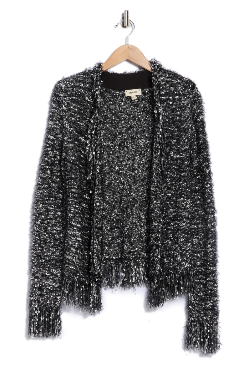 Knit Cardigan, Alternate, color, BLACKSILV