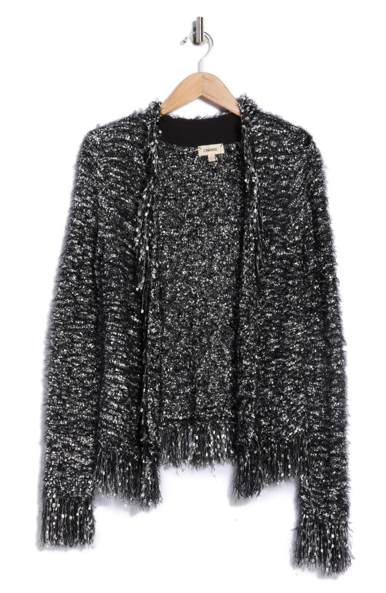 L'AGENCE Knit Cardigan, Alternate, color, Black/ Silver