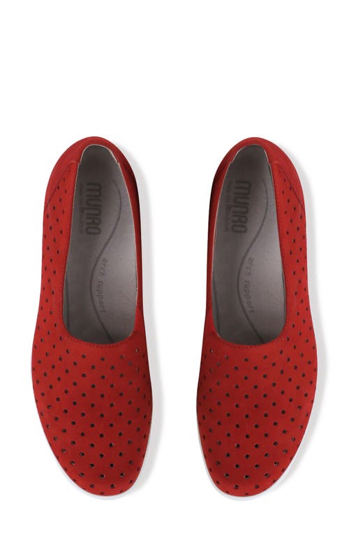 Munro Ridley Perforated Sneaker In Red Nubuck