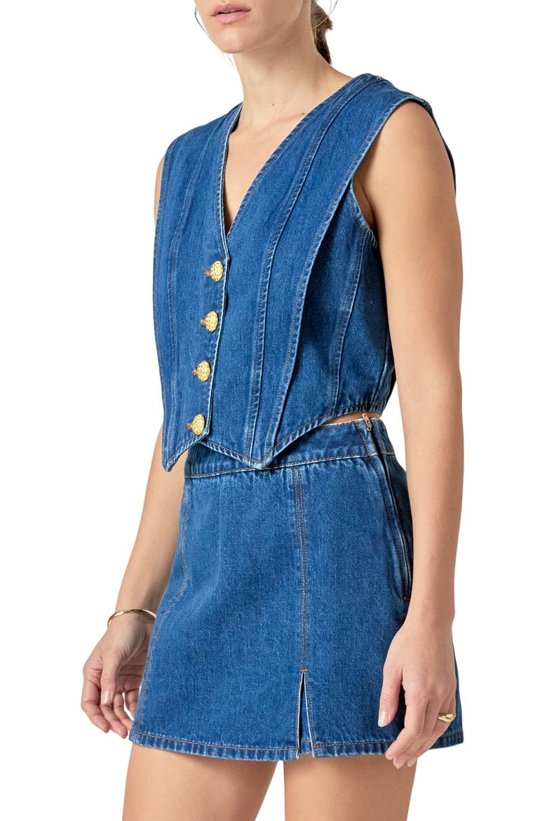 Denim Vest, Alternate, color, DARK DENIM
