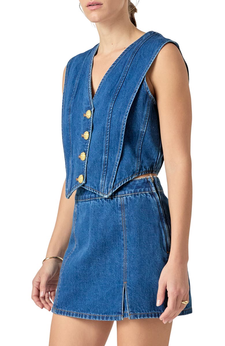English Factory Denim Vest, Alternate, color, Dark Denim