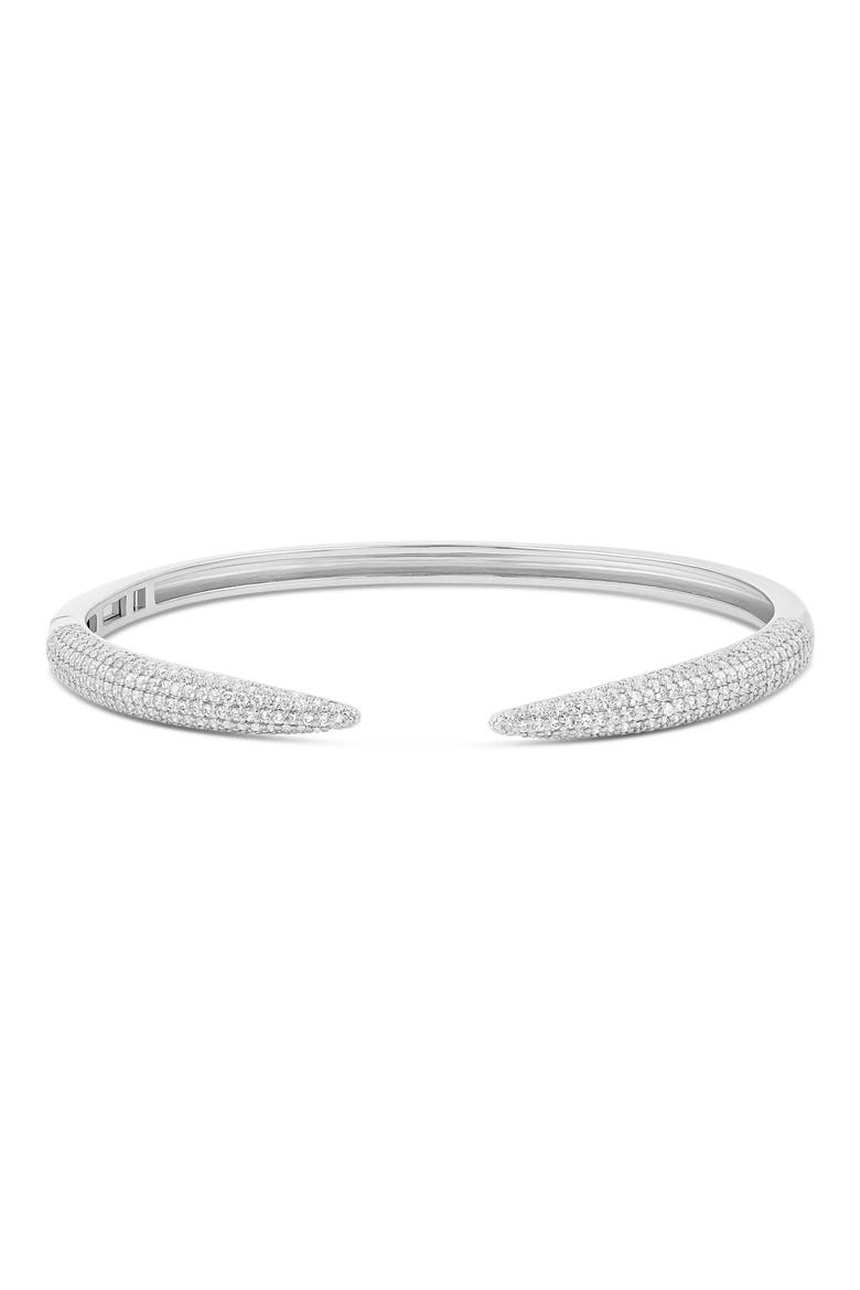 Cubic Zirconia Pavé Open Claw Cuff Bracelet, Main, color, SILVER