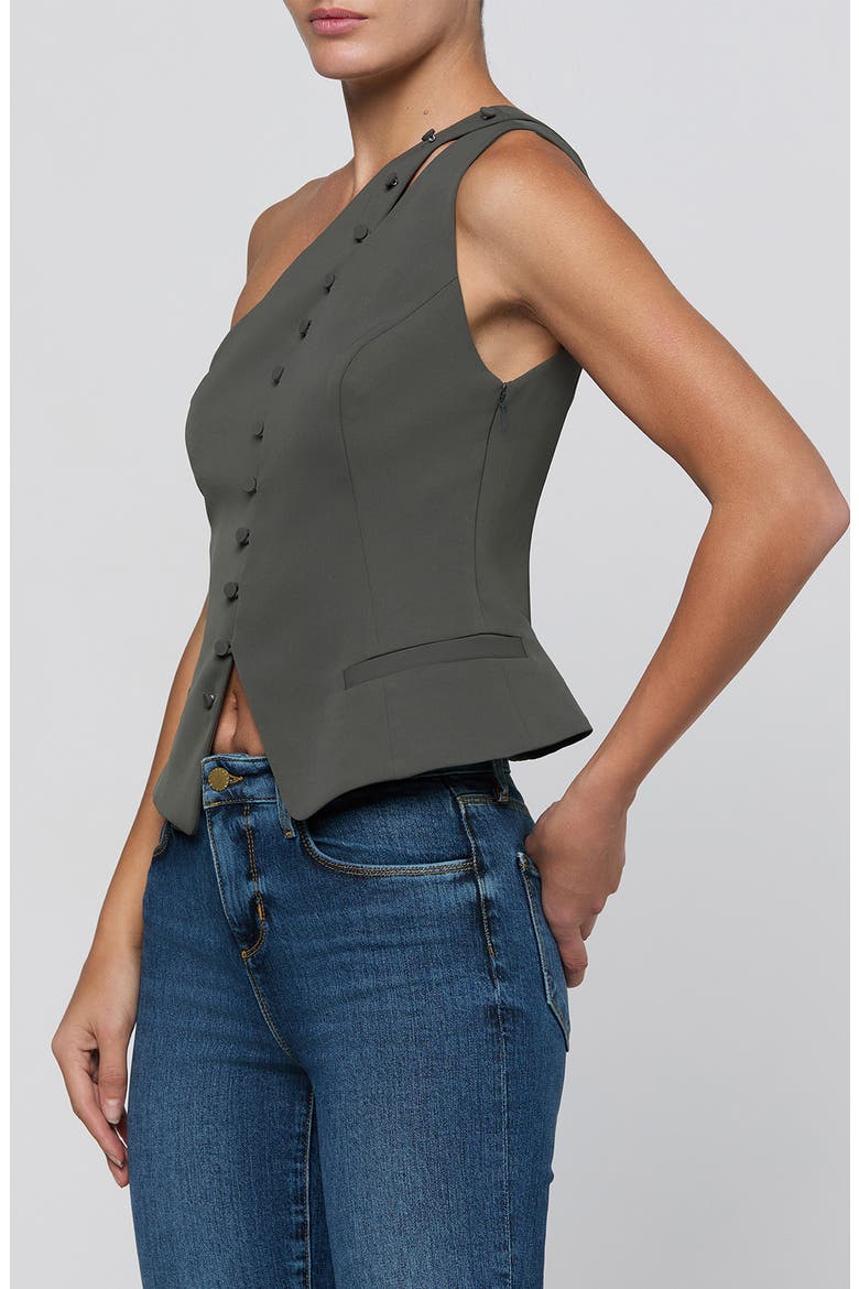 Zinnia One Shoulder Vest, Alternate, color, ASH OLIVE