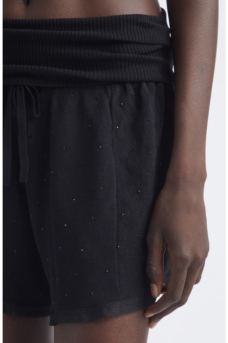 Girly Crystal Rib Waist Shorts, Alternate, color, BLACK