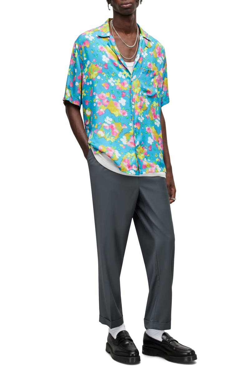 AllSaints Marino Floral Short Sleeve Camp Shirt, Alternate, color, 