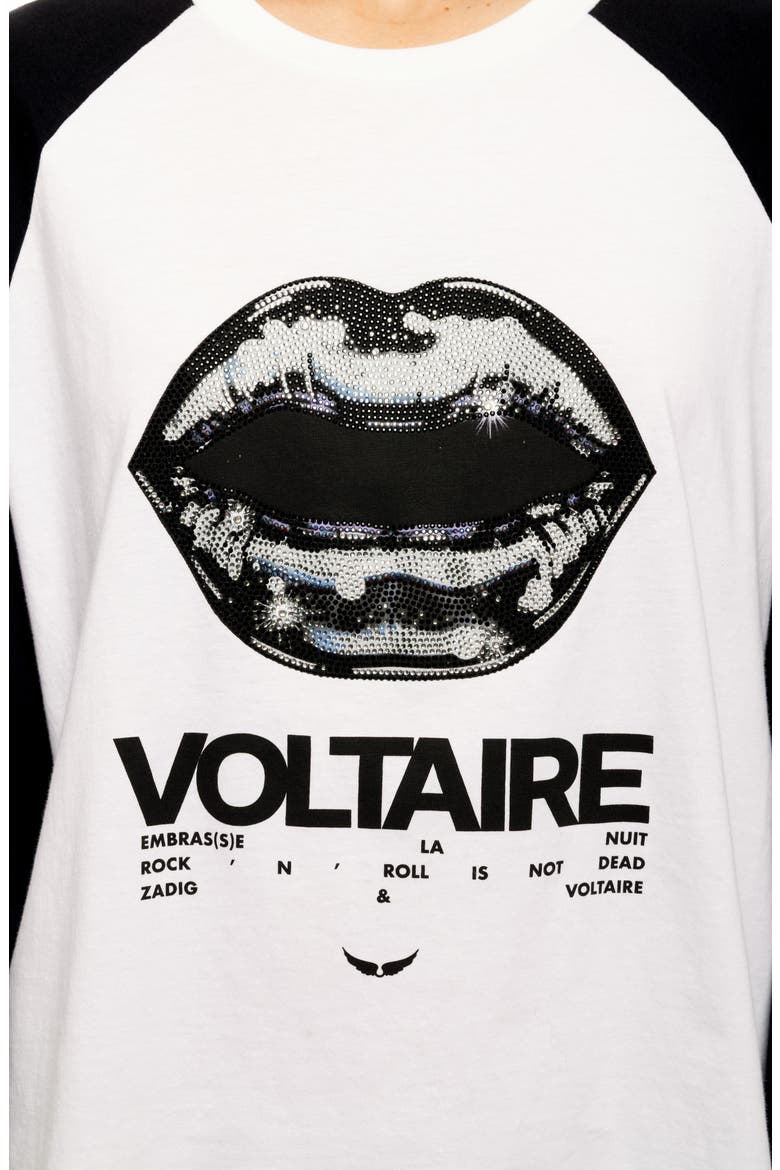 Lips Graphic Raglan Sleeve T-Shirt, Alternate, color, WHITE
