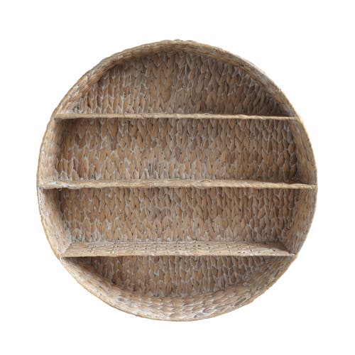 Happimess Annulus 3-shelf Circular Handwoven Hyacinth Wall Rack In White Wash