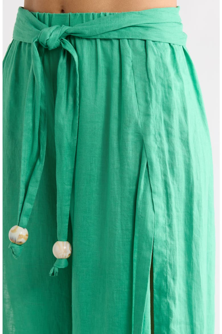 Tie Side Linen Cover-Up Pants, Alternate, color, GREEN
