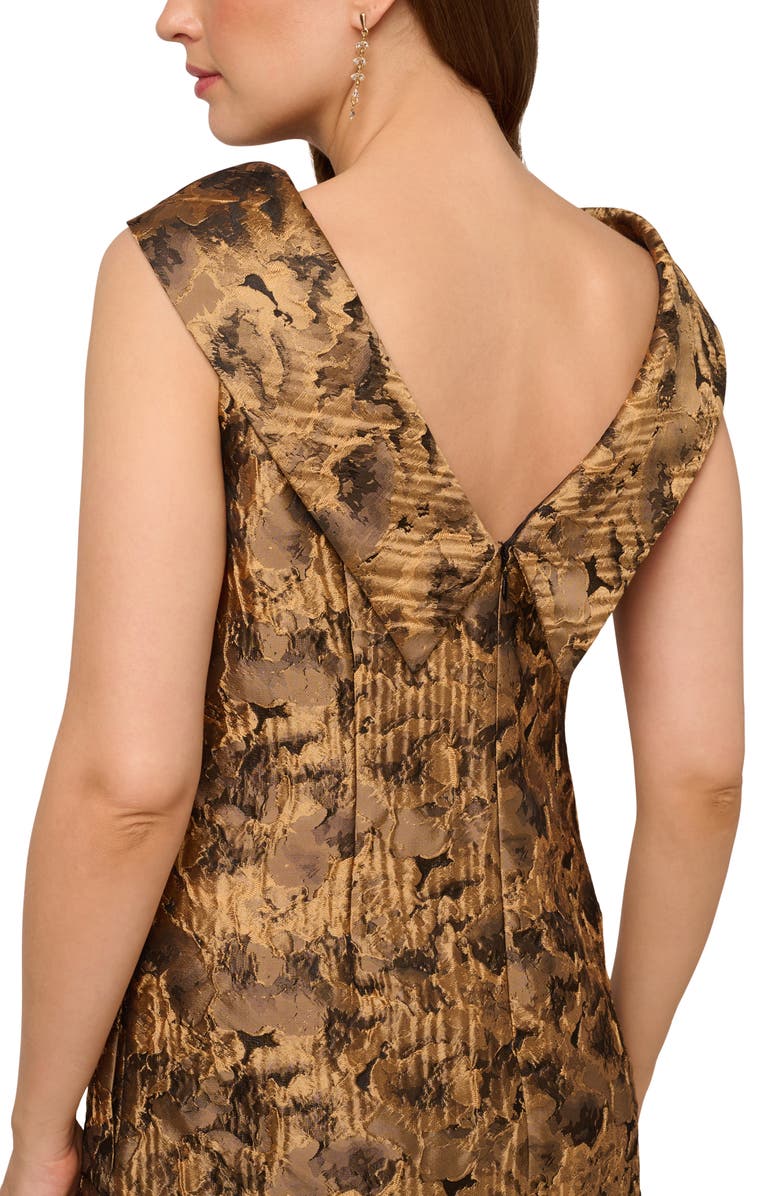 Adrianna Papell Floral Jacquard Cocktail Minidress, Alternate, color, Gold/ Black