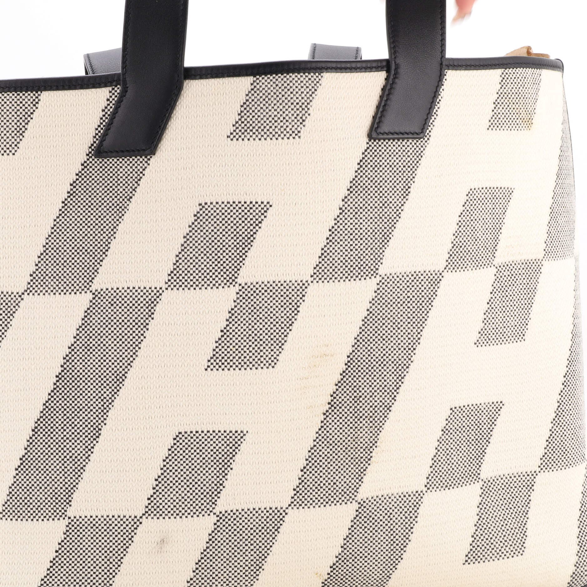 Cabas H en Biais Tote Canvas with Leather 40, Alternate, color, Black