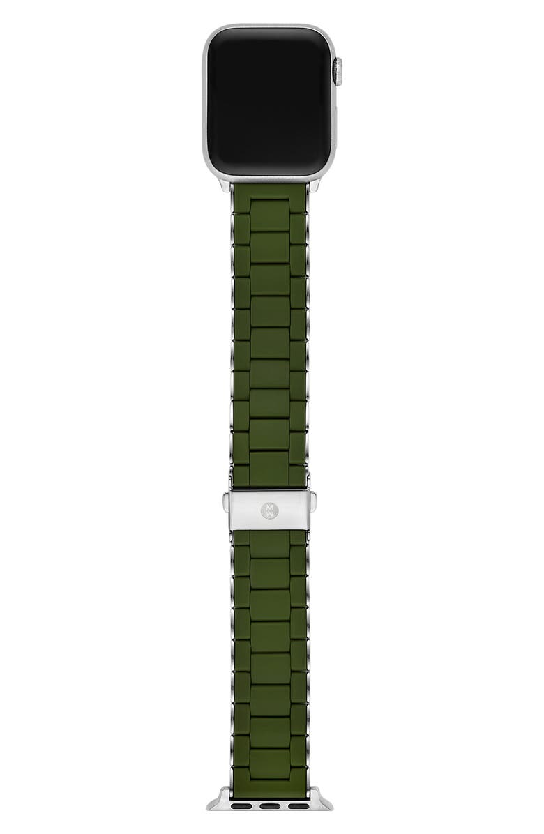 MICHELE Silicone Apple Watch<sup>®</sup> Watchband, Alternate, color, Dark Green /Silver
