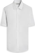 Bugatchi Orson Short Sleeve Cotton & Linen Button-Up Shirt