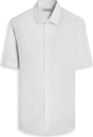 Bugatchi Orson Short Sleeve Cotton & Linen Button-Up Shirt