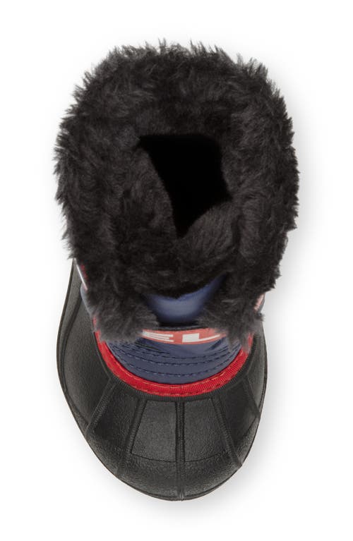 Sorel Blk/red Kids' Snow Commander Logo-strap Ankle Boot In Nocturnal/sail Red