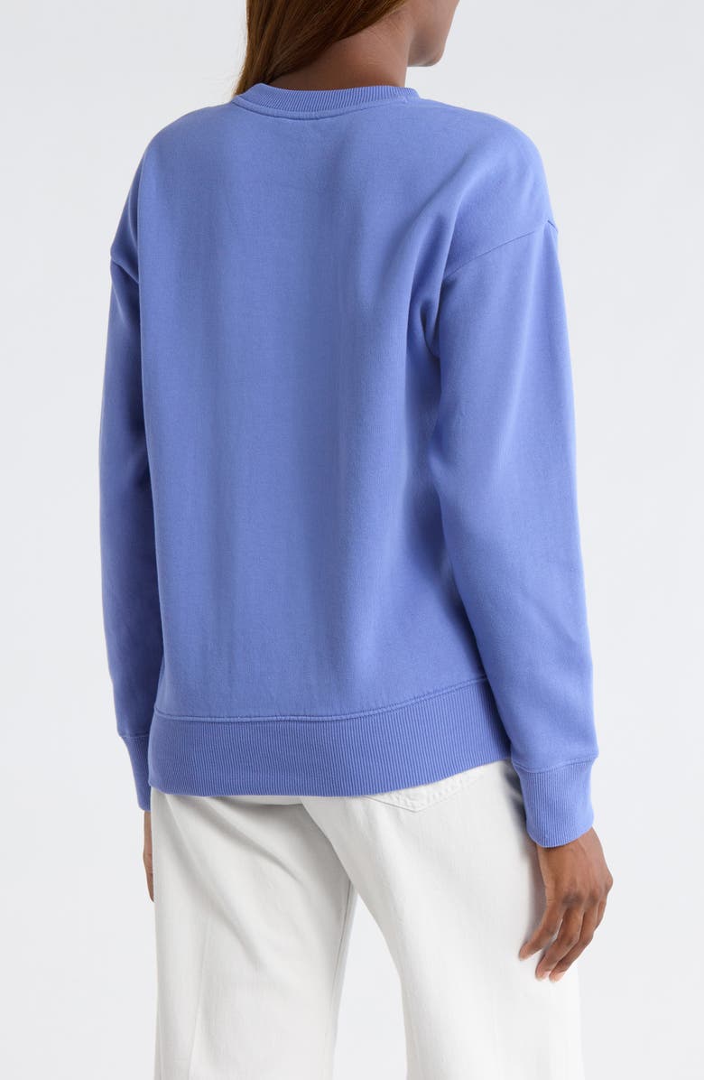 Caslon<sup>®</sup> Bon Voyage Embroidered Fleece Sweatshirt, Alternate, color, Blue Denim Bon Voyage