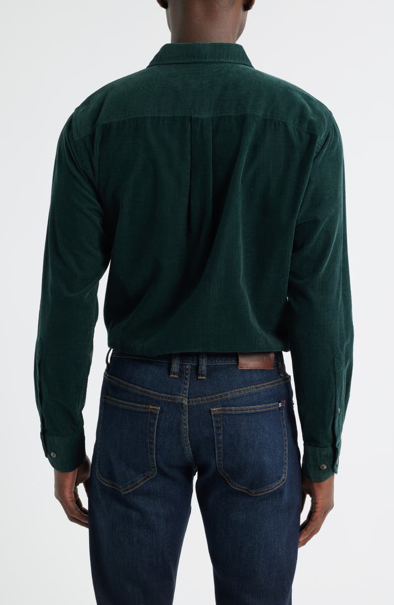Peter Millar Cotton & Cashmere Corduroy Button-Up Shirt, Alternate, color, Deep Verdant