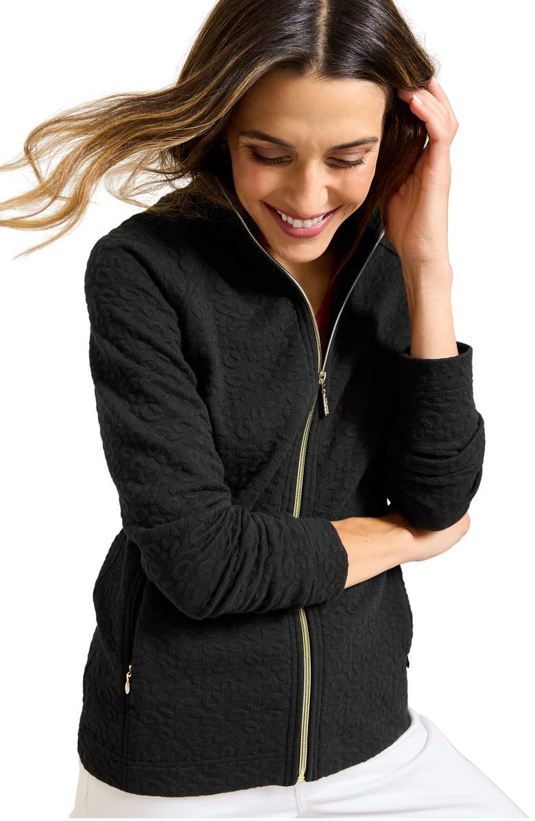 Tommy Bahama Aruba Purrfection Animal Spot Jacquard Zip-Up Jacket, Alternate, color, 