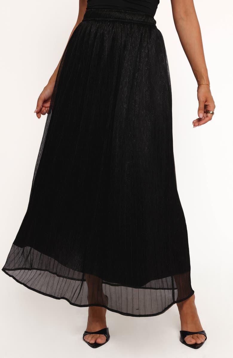 Petal & Pup Tricia Metallic Maxi Skirt, Main, color, Black