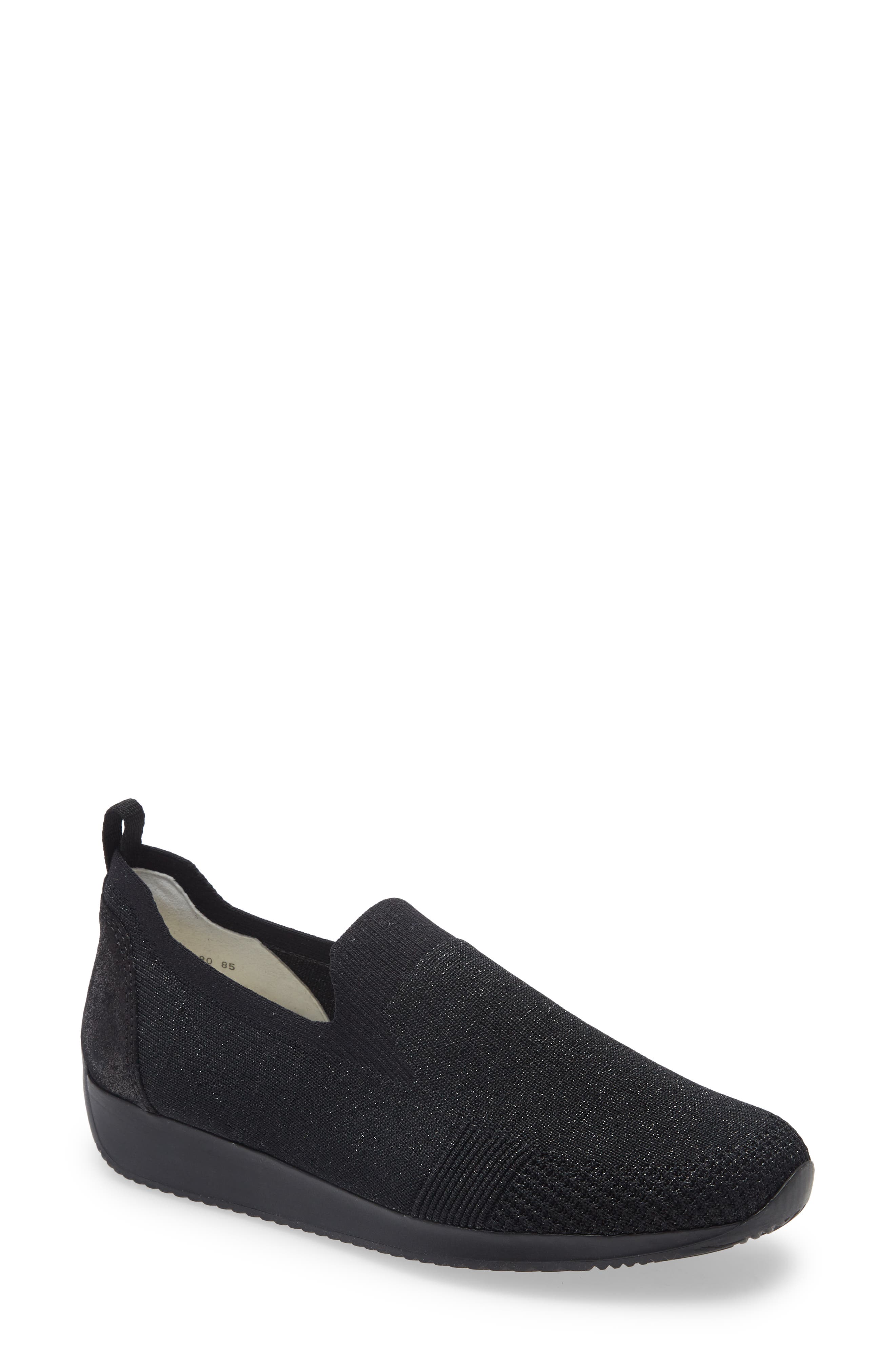 ara Leena Sneaker, Main, color, Black Wovenstretch Fabric
