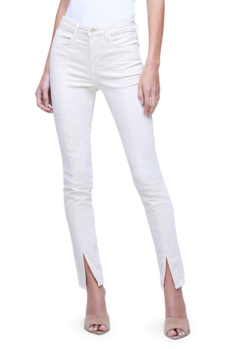 L'AGENCE Jyothi High Waist Split Ankle Skinny Jeans, Main, color, Champagne