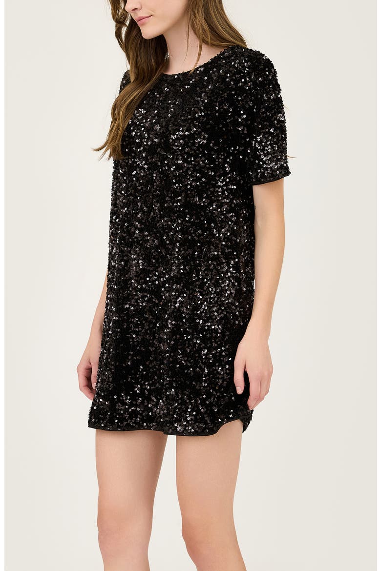 Back Bow Sequin Minidress, Alternate, color, BLACK